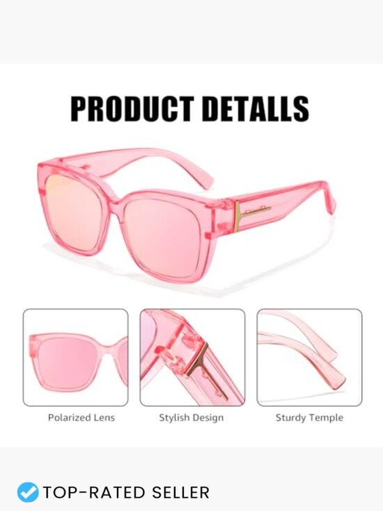 Polarized Fit Over Sunglasses Square Oversized UV Protection for Women Men